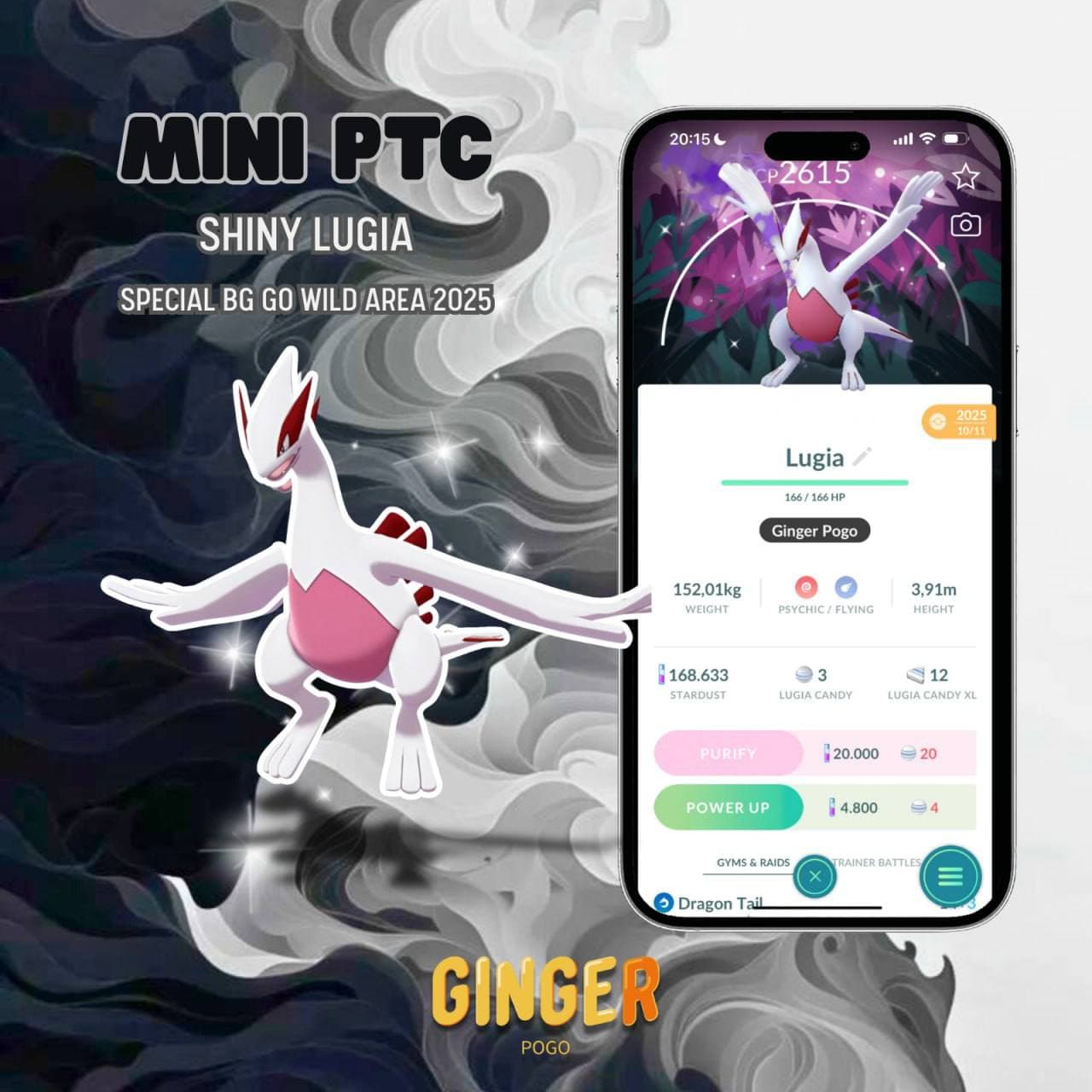 MINI PTC SHINY LUGIA SPECIAL BG GO WILD 2025