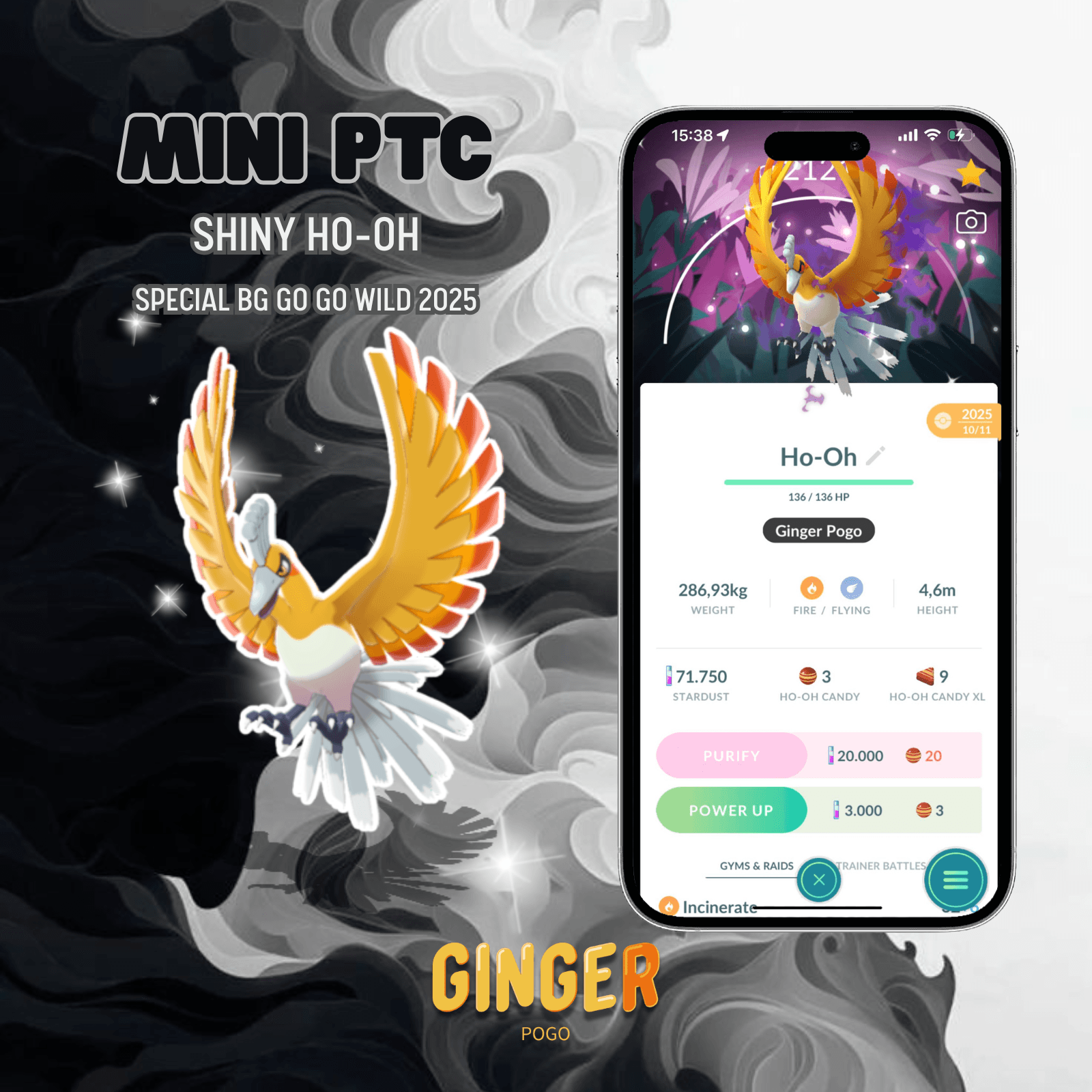 MINI PTC SHINY HO-OH SPECIAL BG GO WILD 2025 