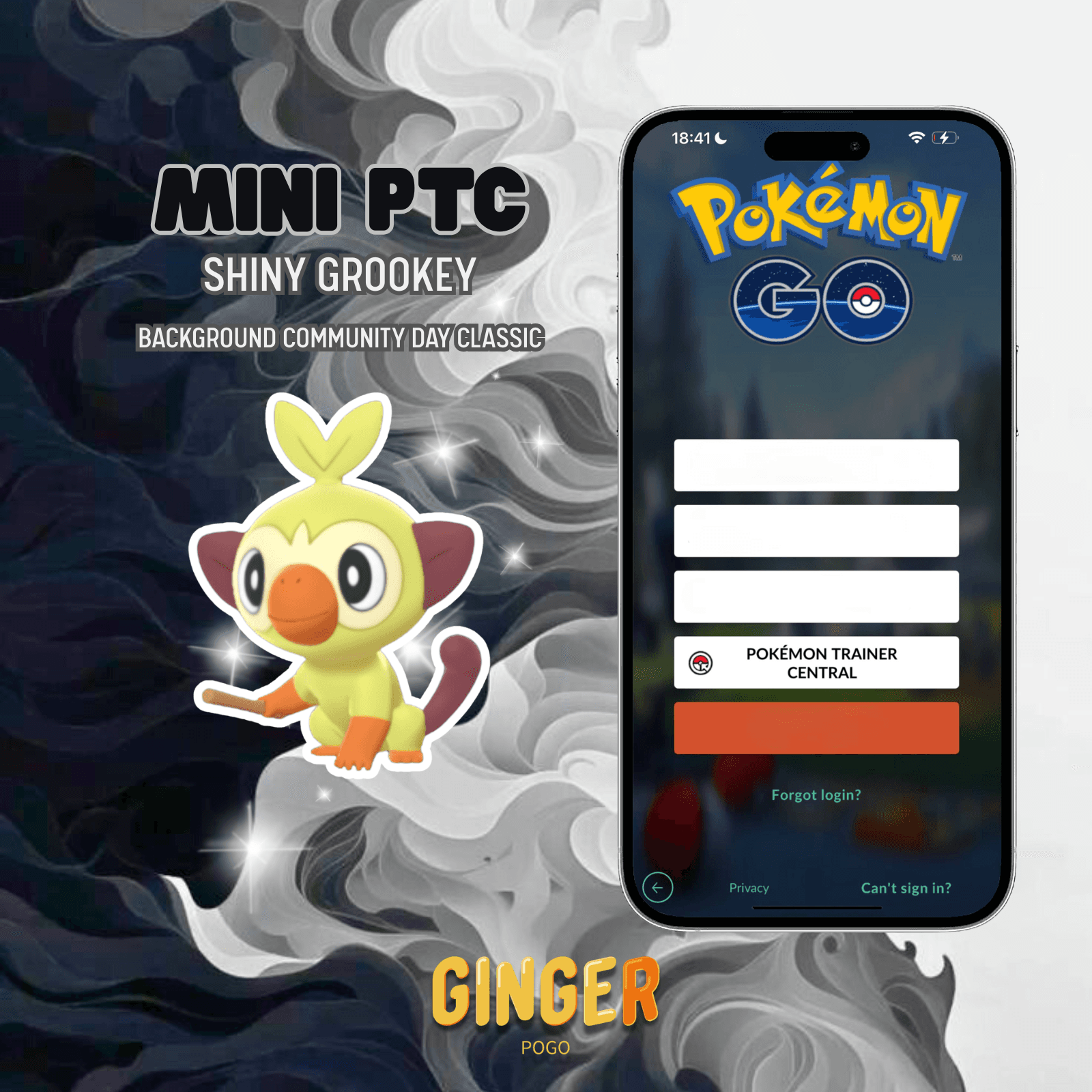 MINI PTC SHINY GROOKEY BG COMMUNITY DAY CLASSIC - 2