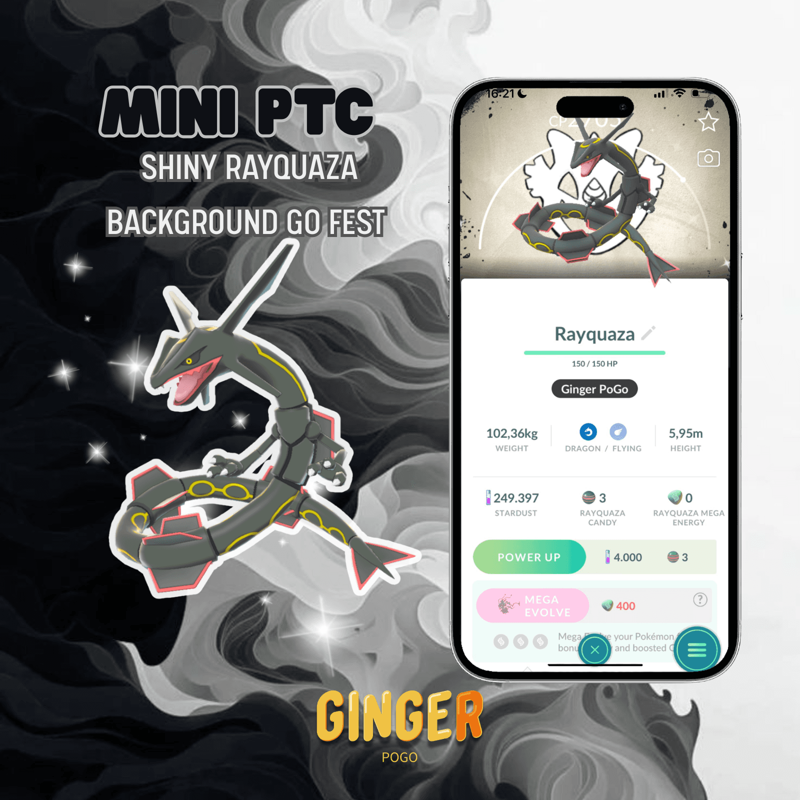 MINI PTC SHINY RAYQUAZA GO FEST BACKGROUND 